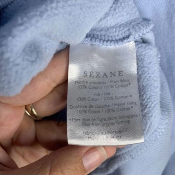 Sezane Hoodie Pullover Sweatshirt Sweat Pacey Sky Blue Women’s Size Extra Small - Picture 9 of 10